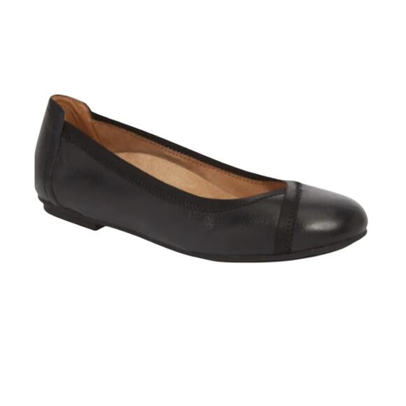 Vionic Caroll Ballet Flats Black Leather Round Toe Slip On Women's Size 7 - Picture 1 of 10